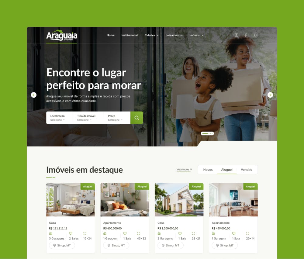Imagem do site Araguaia Imóveis